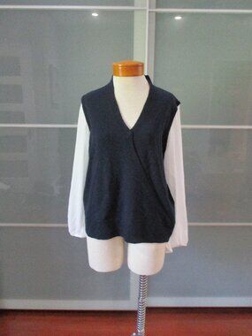 Halogen Sweater Vest Blouse Combination Faux Wrap